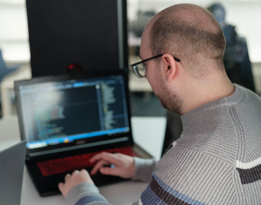 Man working on a laptop